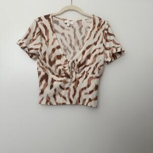 M Colsie Brown Zebra Print Crop Sweater